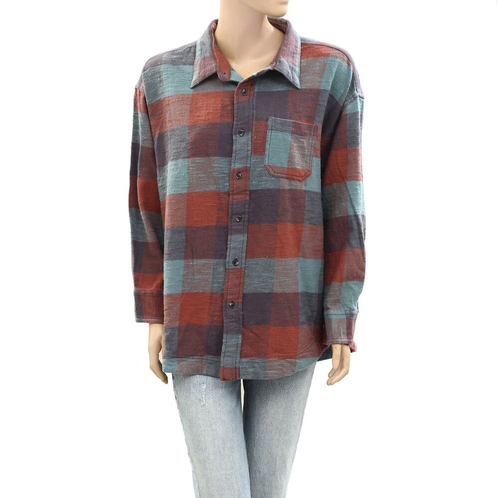 BDG Urban Outfitters Printed Shirt Tunic Top Oversized Long Sleeve XS NEW 275856